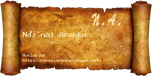 Nánai Aranka névjegykártya